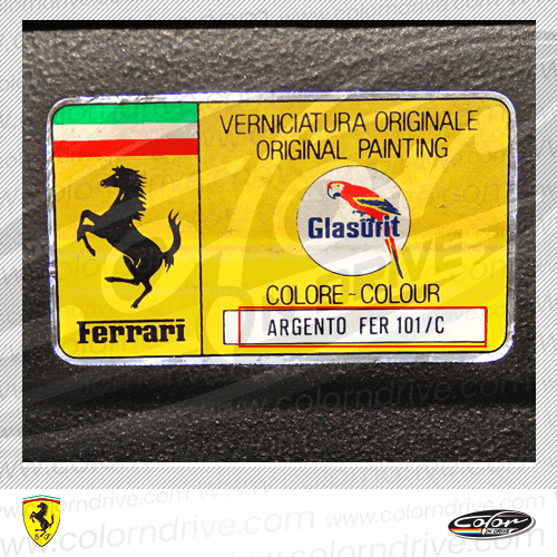 FERRARI paint code label example 2