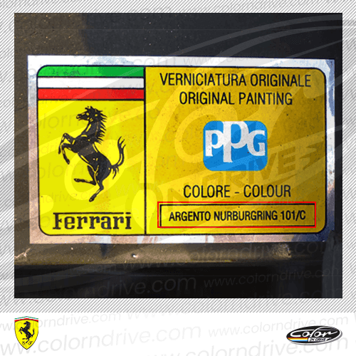 FERRARI paint code label example 3