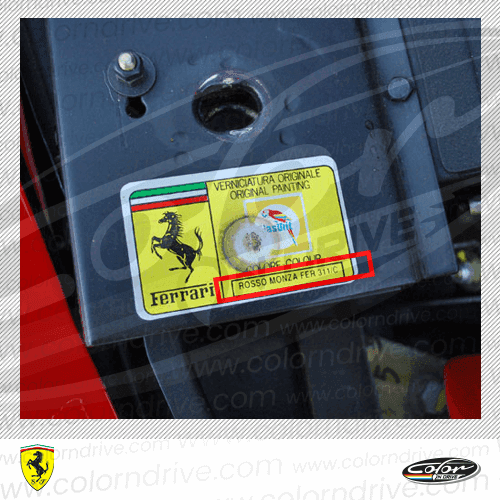 FERRARI paint code label example 5